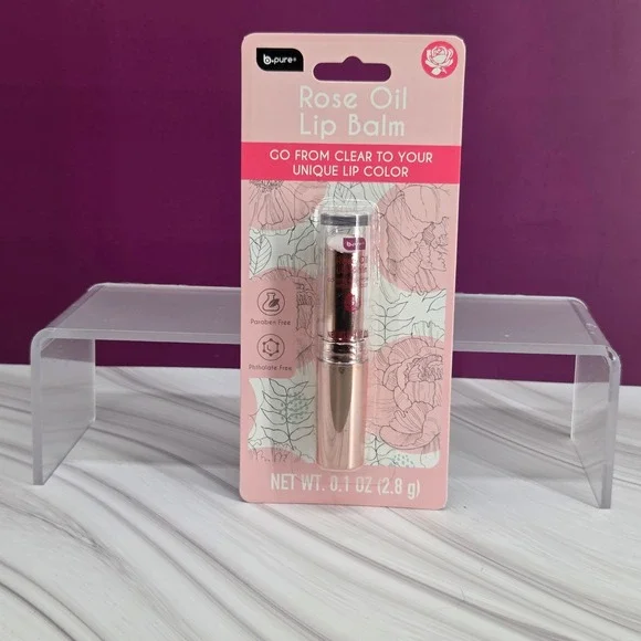 B Pure Rose Oil Lip Balm Women 0 1oz pH Color Changing‎ Tinted Hydrating Floral