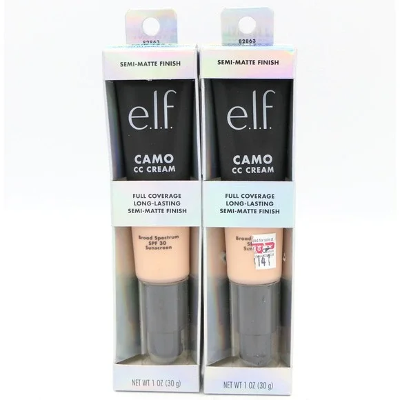 elf Camo CC Cream Fair 125 C Full Coverage Semi-Matte SPF 30 2 Pack 01/27+