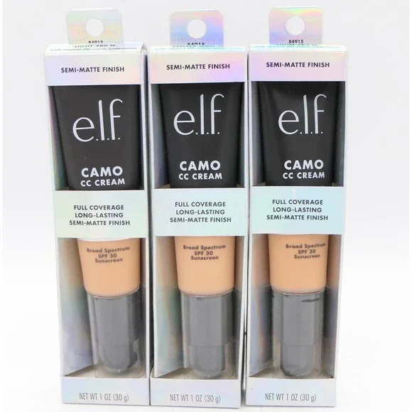elf Camo CC Cream Light 280 N Full Coverage Semi-Matte SPF 30 3 Pack 09/26+