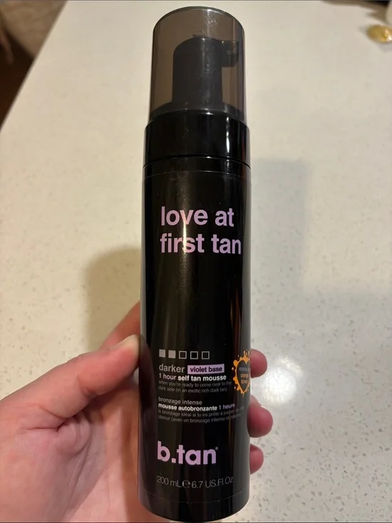 b.tan Love At First Tan Self Tan Mousse - Black with Pink Text