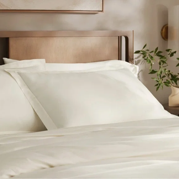 2 x Boll & Branch Signature Soft Natural Organic Cotton King Shams Pillow Covers