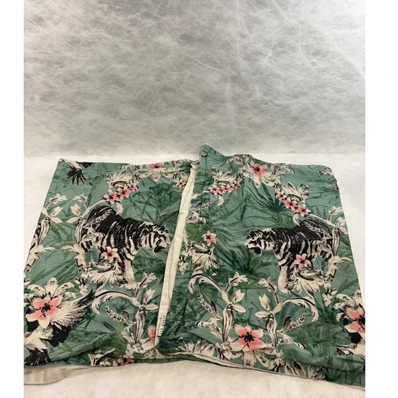 Ted Baker London Tiger Tropical‎ Jungle Print Cotton Pillow Sham Green Set of 2