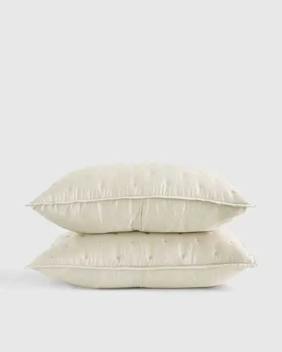 Quince Bamboo Dream Quilt Standard Shams Set of 2 Ivory NWOT