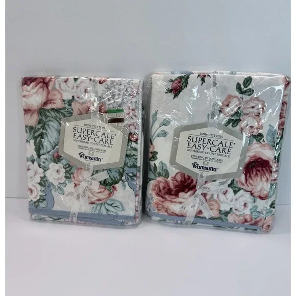Wamsutta King Pillowcases 4 Total Supercale Plus 200 Count Floral New Cotton