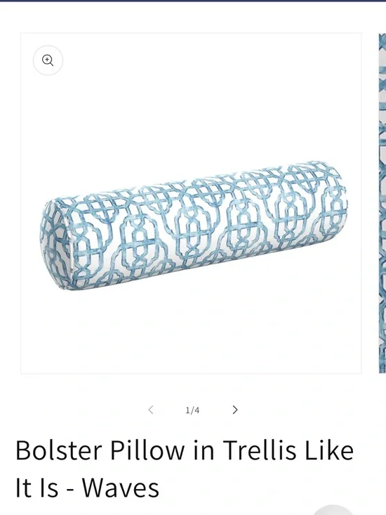 Bolster Pillow with Light Blue Trellis Pattern