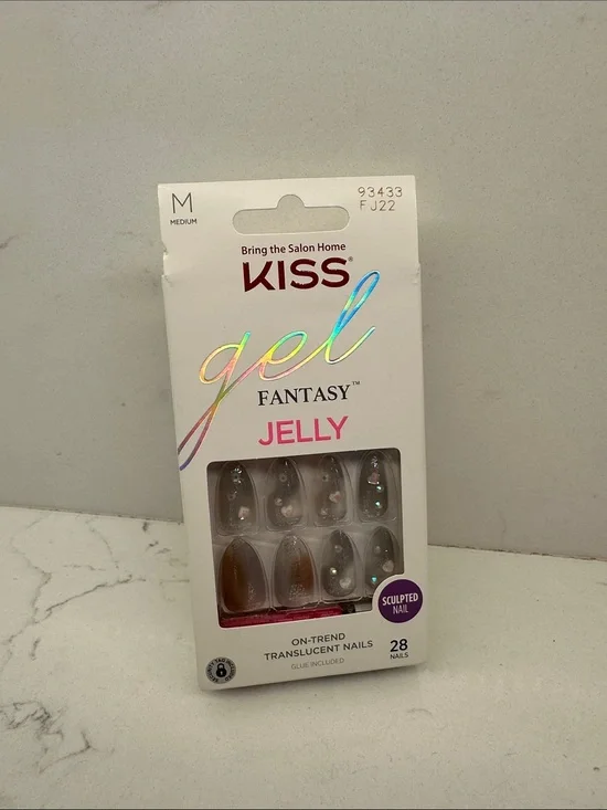 KISS Jelly Translucent Sculpted Nails - Clear with Iridescent Glitter