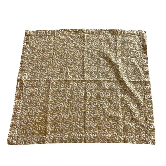 Williams Sonoma Pillowcase Standard Cotton Floral Print Mustard Yellow White
