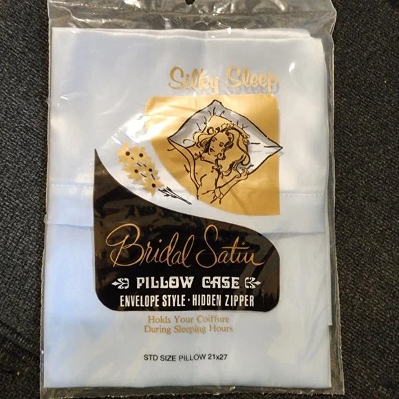Vintage Silky Sleep Bridal Satin Pillow Case Envelope Hidden Zipper 21