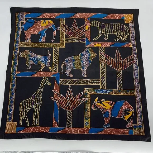 Animal Print Pillow Cover Case Blanket‎ Black Gold Cotton Size 33”x33”