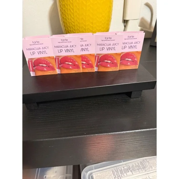 Lot of 5 Tarte Maracuja Juicy Lip Vinyl Rosy Mauve Sample Cards New