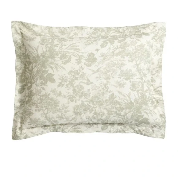 Pottery Barn Sorrel Toile Standard Sham Loden Green Cotton NEW  20x26 SET 2