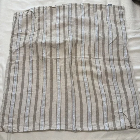 Serena & Lily Pillow Shams Euro Linen Cotton Lurex Metalic Beachy Cottage Beige