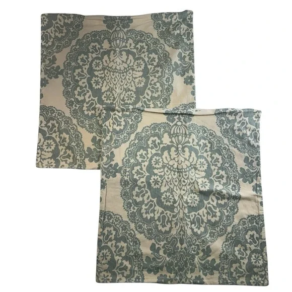 Pottery Barn Euro Pillow Shams Set of 2 Lucianna Medallion Linen Blend 24
