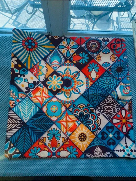Colorful Mosaic Southwestern Boho Print Pillow Cover 20x20 NWOT
