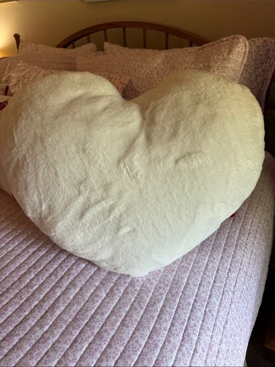 Plush Heart Throw Pillow - Cream Decorative Accent Pillow