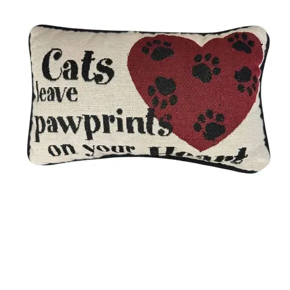 Cat leave Pawprints on Your Hear Needlepoint Pillow‎