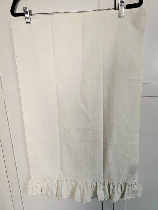 Vtg Ralph Lauren Bromley Eyelet Lace Ruffle Standard Pillowcases Pair 19x30 USA