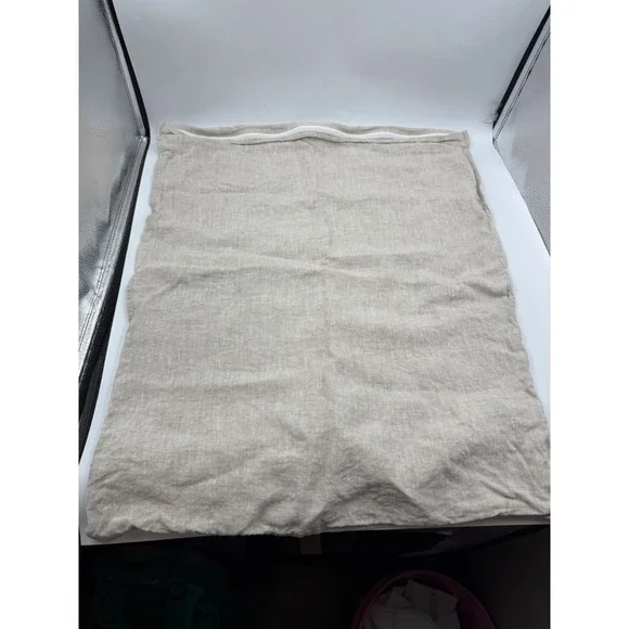 NWOT Beige Linen Pillow Cover W/ Zipper Closure STANDARD Size 23.5x19inch