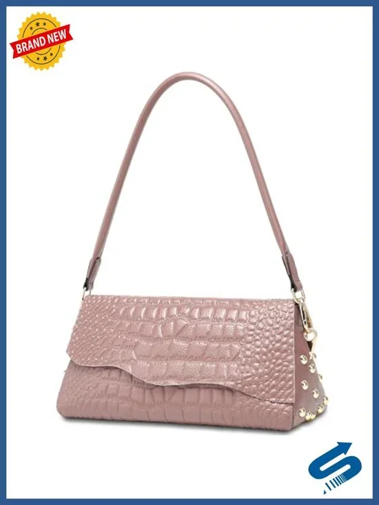 Genuine Leather Crocodile Pattern Satchel Crossbody Shoulder Bag Purse