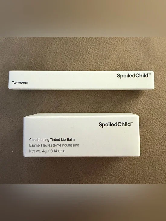 Spoiled White Tinted Lip Balm Tube and tweezers set