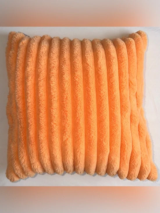 Brand New Orange Throw Fuzzy Faux Rabbit Fur Pillow Retro Y2K Home Bedroom Decor