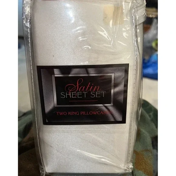 New‎ 2 Satin King Pillowcases Pillowcase Ivory Polyester