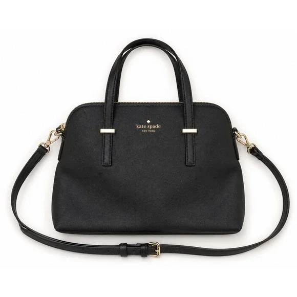 Kate Spade Black Saffiano Leather Cedar Street Maise Satchel Crossbody Bag