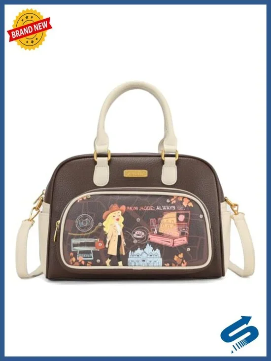 PU Leather Satchel Crossbody Bag with Multi-Pockets