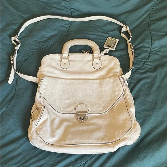 Dolce & Gabbana Cream Leather Satchel with Shoulder Strap