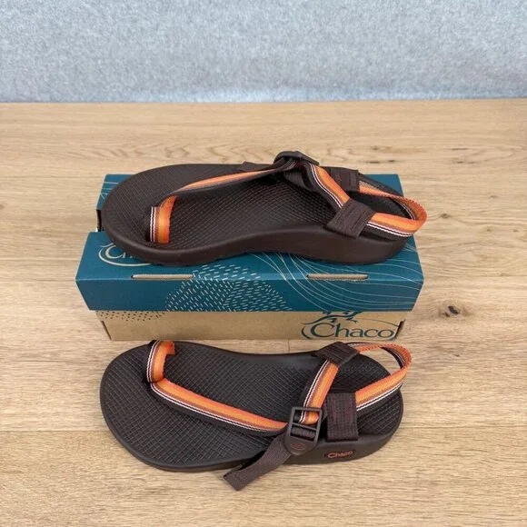 Chaco Brown Sandals with Orange and Tan Straps
