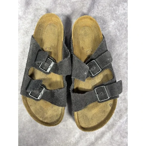 Birkenstock Zurich Suede Sandals Mens EU 45 US 12 Gray Double Buckle Slides