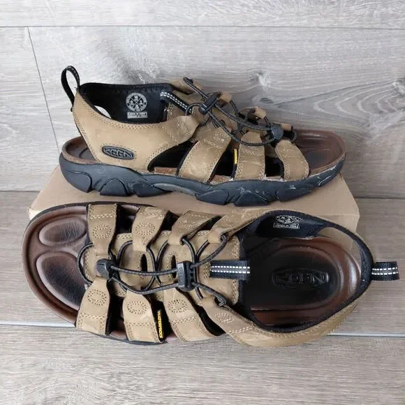 Keen Daytona II Sandals Men 10 Brown Leather Waterproof Outdoor Hiking Fisherman