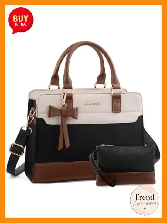 PU Leather Bowknot Tote Satchel Shoulder Crossbody Bag