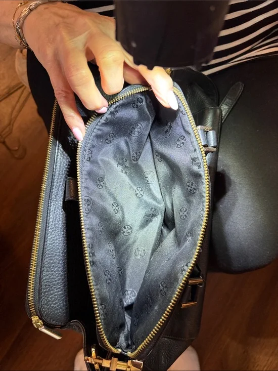 Tory Burch Black Pebbled Leather Satchel