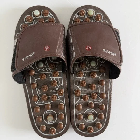 BYRIVER Acupressure Foot Massage Reflexology Sandals Slides Size L Mens 9.5-10.5