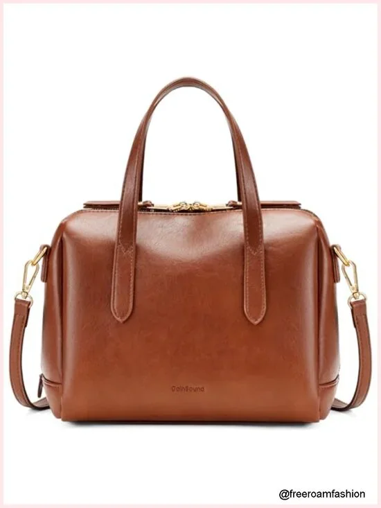 Vintage Boston Satchel Crossbody Purse Vegan Leather Top Handle Shoulder Bag