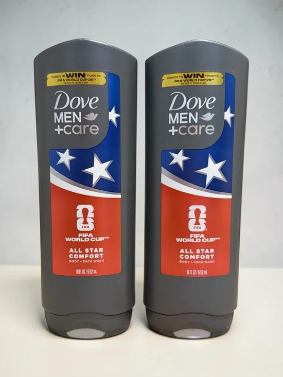 2x DOVE Men + Care FIFA World Cup All Star Comfort Body + Face Wash Bodywash Lot