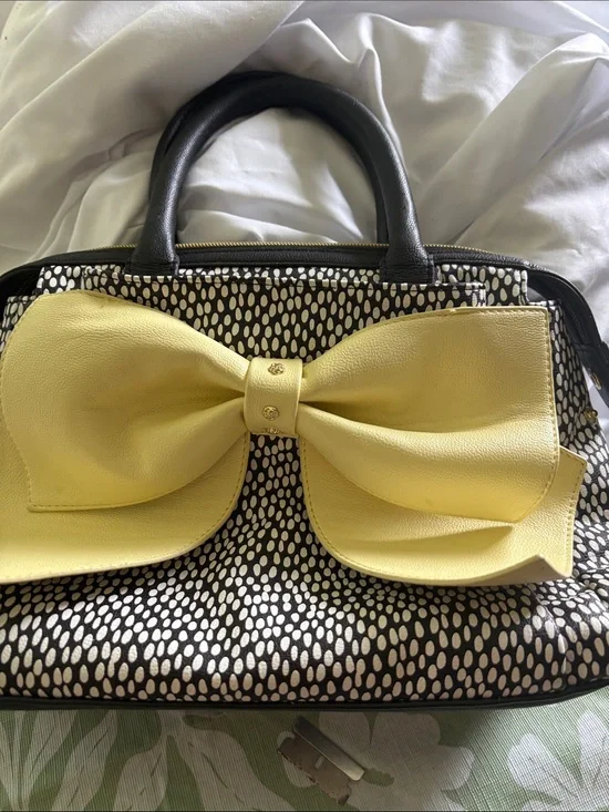 Betsey Johnson Black & Yellow Bow Satchel