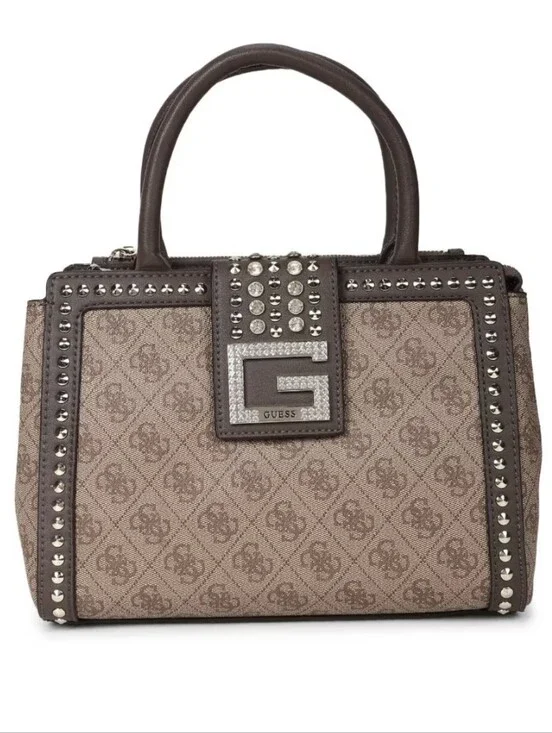 Guess-Bling Society Satchel (Mocha Logo Signature)