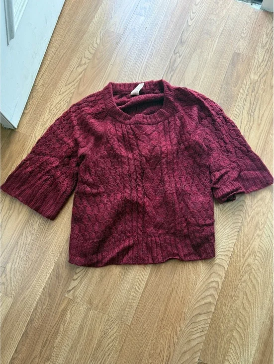 Faded Glory Women's Medium Red Cable Knit Sweater