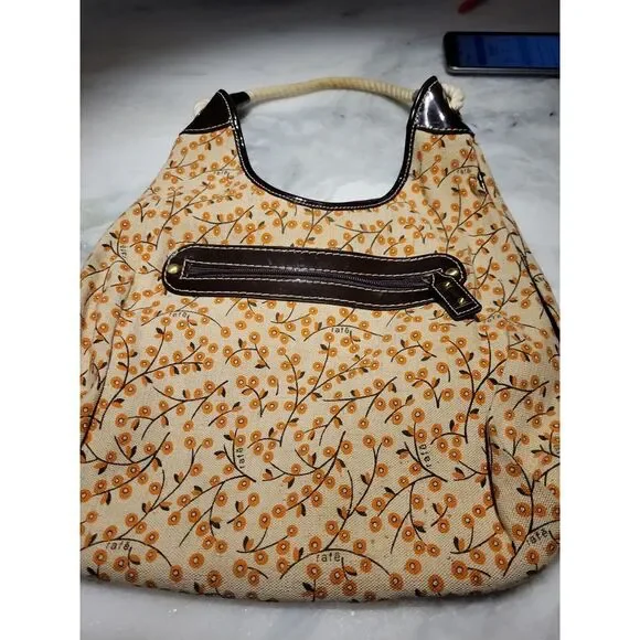 Rafe‎ Canvas Satchel w/Patent Leather Hobo Handbag Shoulder Bad