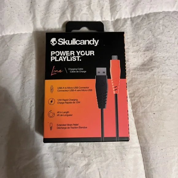 Skullcandy Line 4ft Charging Cable USB-A to Micro-USB Connector. New. Android‎