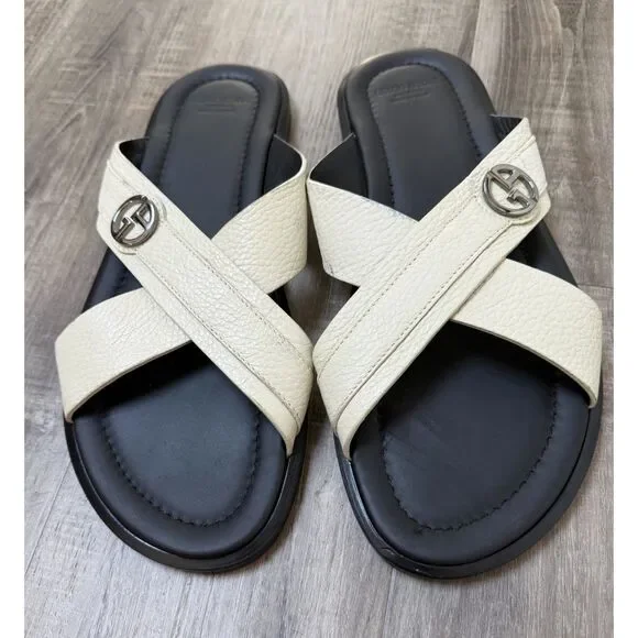 Giorgio Armani Men’s Leather Slip-On Sandals Size 8 - US (IT 7)