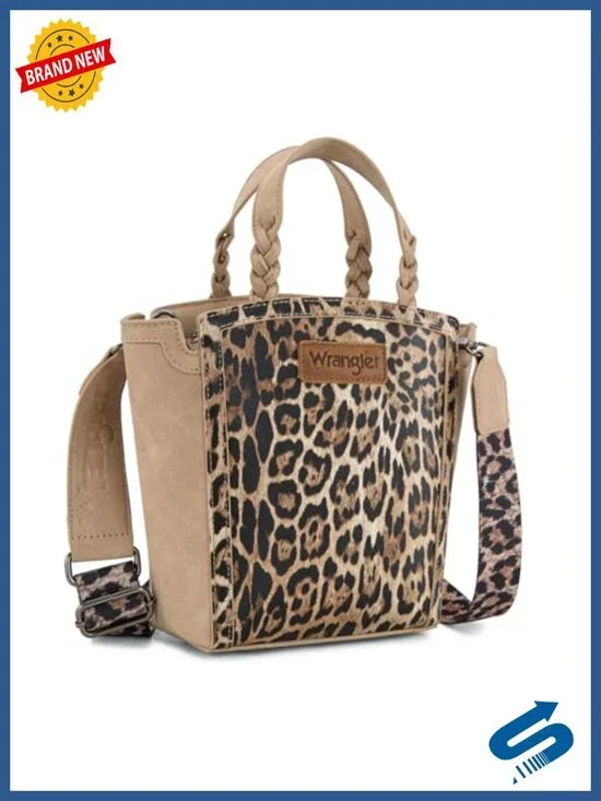 Faux Leather Crossbody Bag with Braided Top Handles - Satchel Style