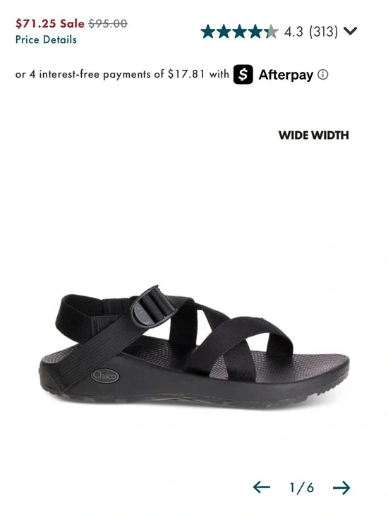 Chaco Black Strappy Sport Sandal