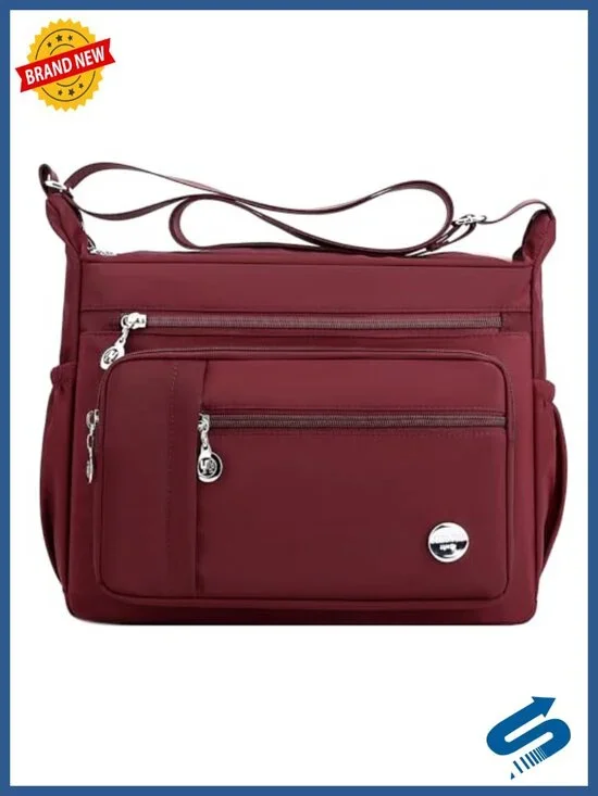 Nylon Satchel Handbag with Multiple Pockets - Crossbody Tote