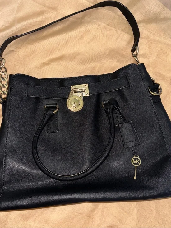 Michael Kors Black Saffiano Satchel with Gold Hardware