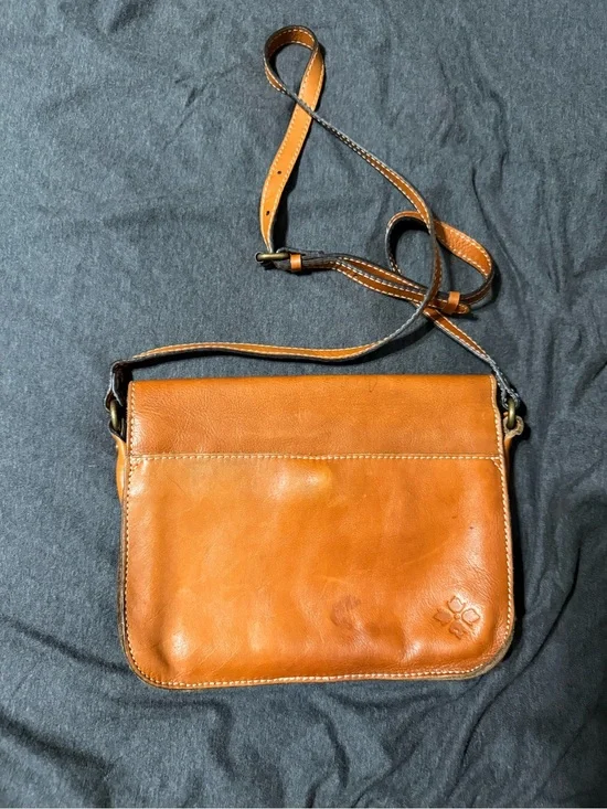 Patricia Nash Cognac Tan Leather Crossbody Satchel