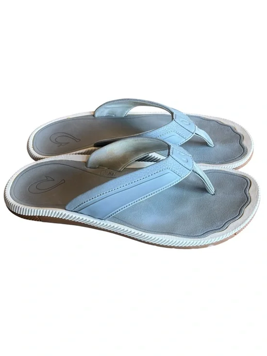 Light Blue Gray Men’s 12 High End Olukai Comfort Flip Flops NICE