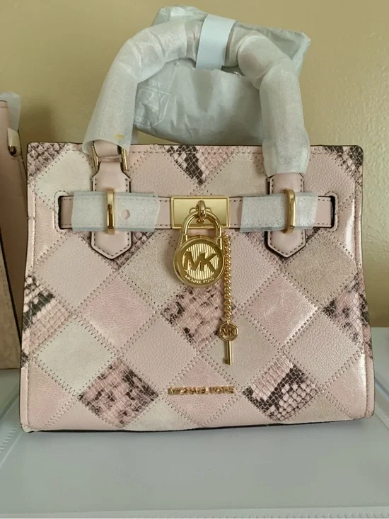 Michael Kors Hamilton Small Patchwork & Snake Embossed Satchel NWT